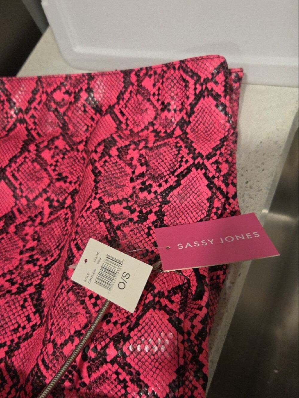 Sassy Jones Hot Pink & Black Snakeskin Crossbody Bag - Picture 8 of 10